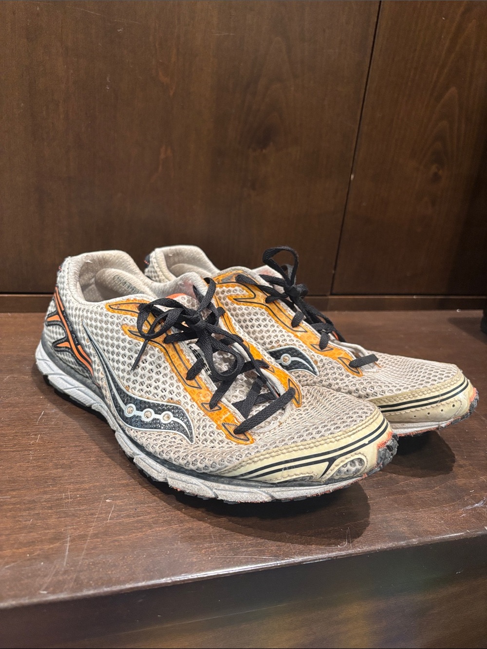 Saucony Men's Mesh Running Shoes in Gray, Orange & Black
